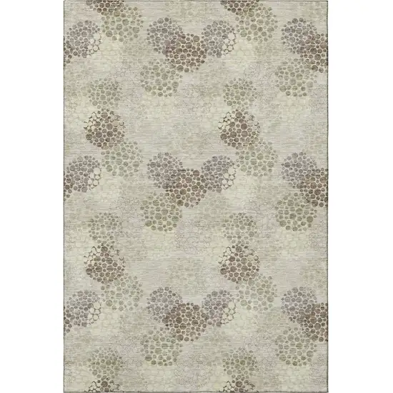 Beige Tan And Ivory Polka Dot Washable Area Rug With UV Protection Photo 4