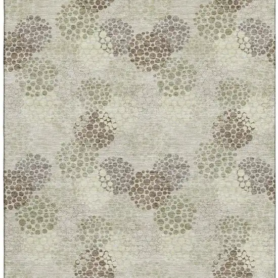 Beige Tan And Ivory Polka Dot Washable Area Rug With UV Protection Photo 4