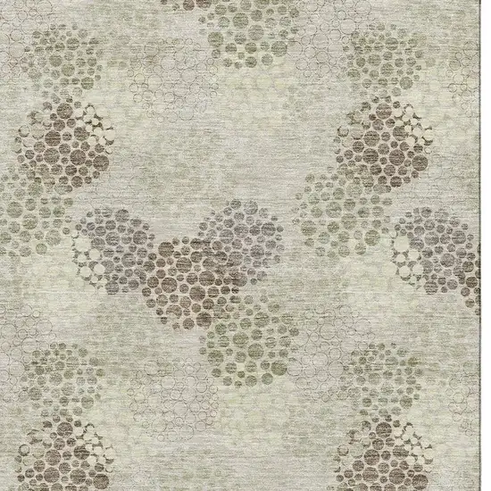 Beige Tan And Ivory Polka Dot Washable Area Rug With UV Protection Photo 3