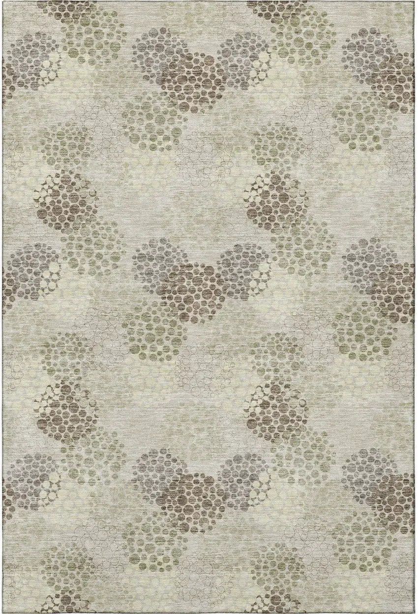 Beige Tan And Ivory Polka Dot Washable Area Rug With UV Protection Photo 4