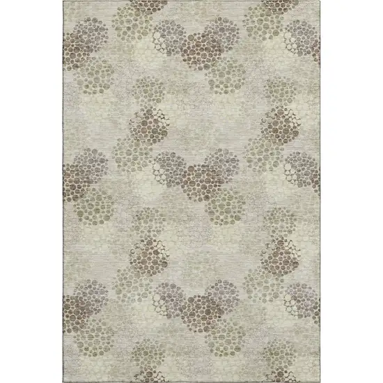 Beige Tan And Ivory Polka Dot Washable Area Rug With UV Protection Photo 1