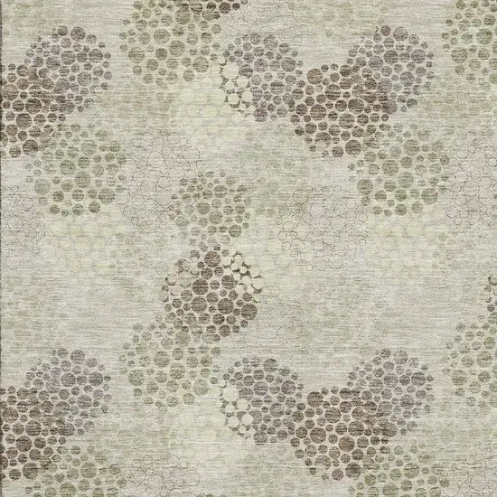 Beige Tan And Ivory Polka Dot Washable Area Rug With UV Protection Photo 3