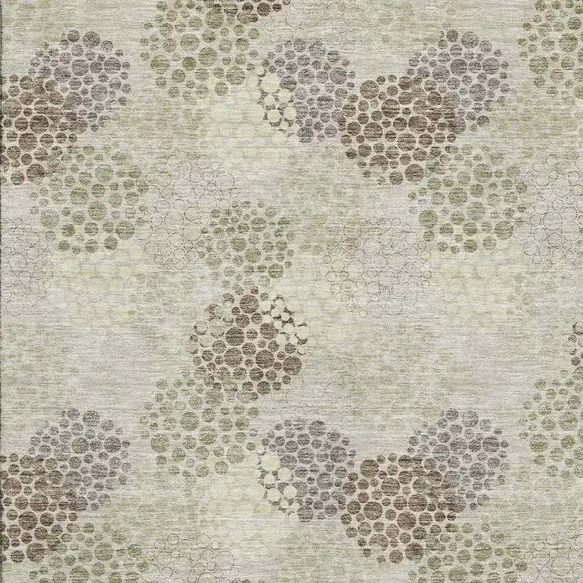 Beige Tan And Ivory Polka Dot Washable Area Rug With UV Protection Photo 3