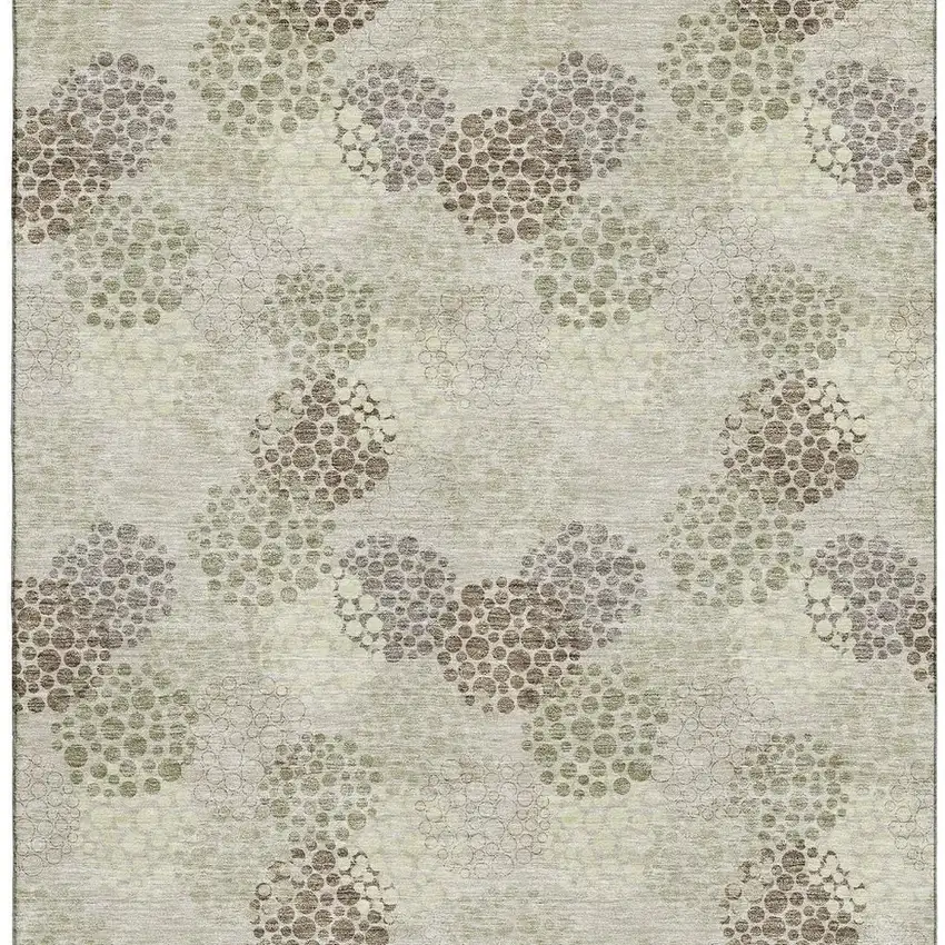 Beige Tan And Ivory Polka Dot Washable Area Rug With UV Protection Photo 4