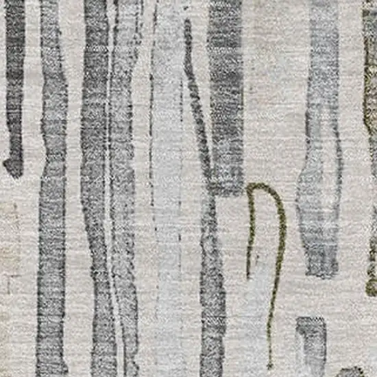 Beige Tan And Silver Striped Washable Area Rug With UV Protection Photo 2