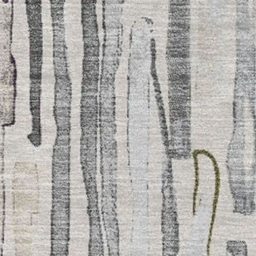 Beige Tan And Silver Striped Washable Area Rug With UV Protection Photo 2