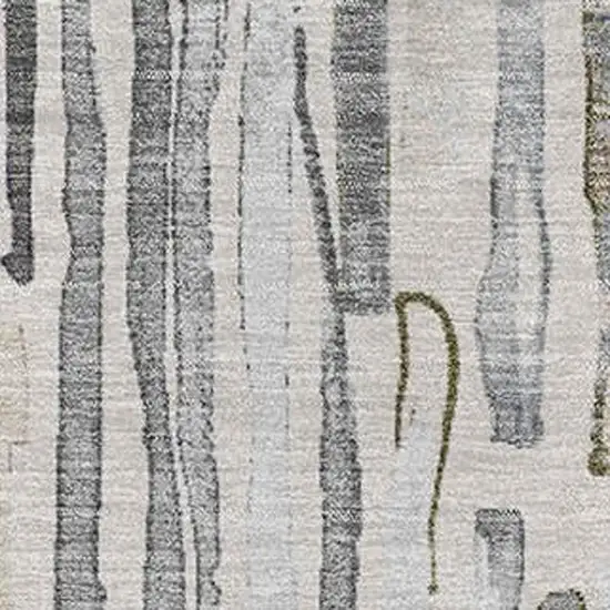 Beige Tan And Silver Striped Washable Area Rug With UV Protection Photo 2