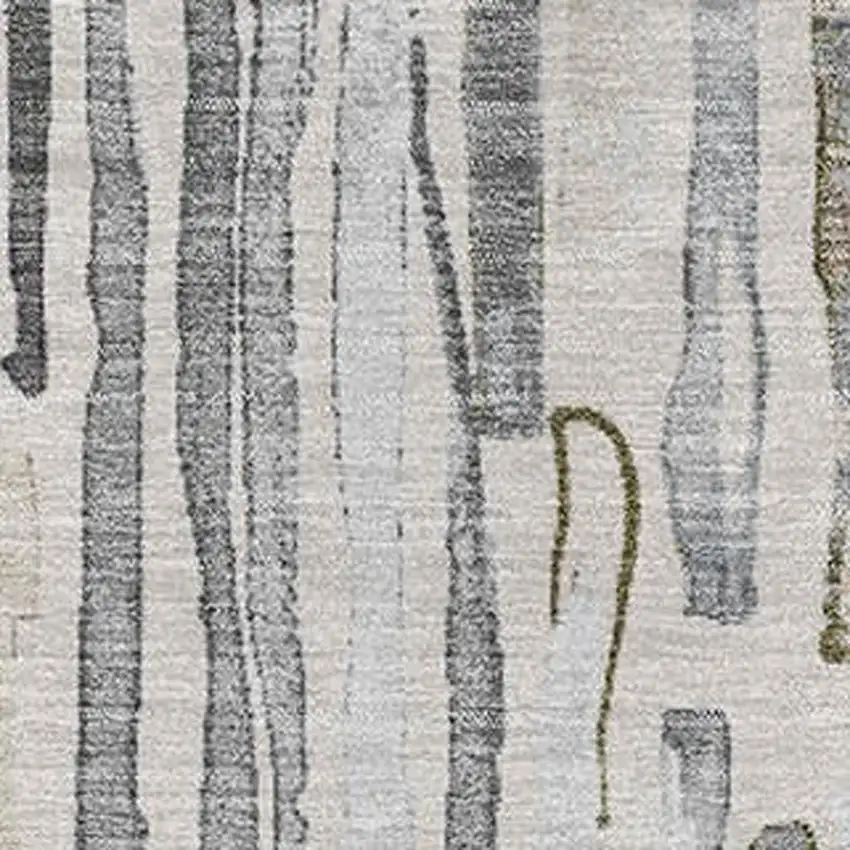 Beige Tan And Silver Striped Washable Area Rug With UV Protection Photo 2