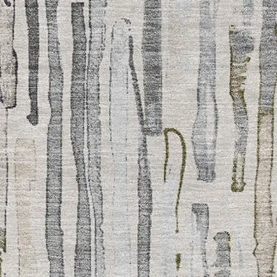 Beige Tan And Silver Striped Washable Area Rug With UV Protection Photo 2