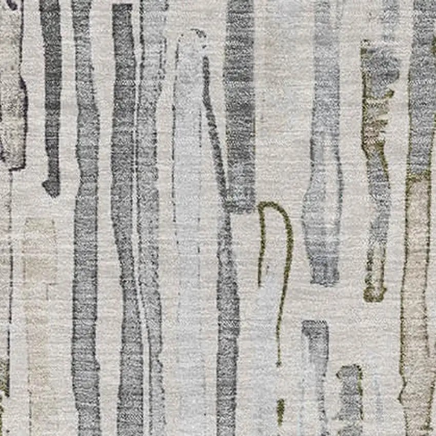 Beige Tan And Silver Striped Washable Area Rug With UV Protection Photo 2