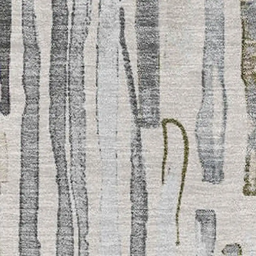 Beige Tan And Silver Striped Washable Area Rug With UV Protection Photo 2