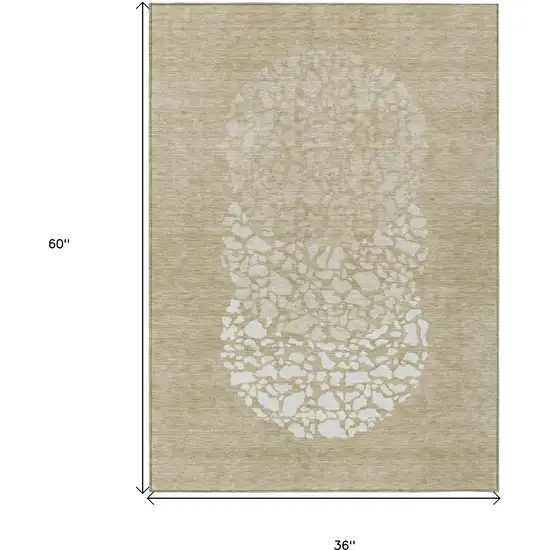 Beige Tan And Taupe Abstract Washable Indoor Outdoor Area Rug Photo 3