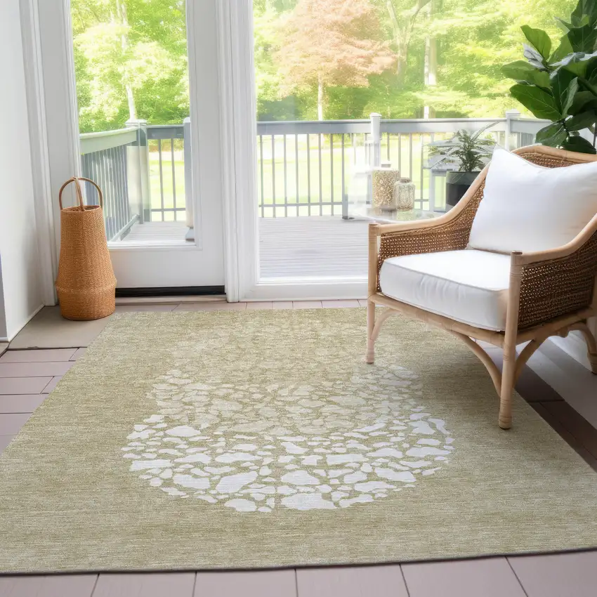 Beige Tan And Taupe Abstract Washable Indoor Outdoor Area Rug Photo 8