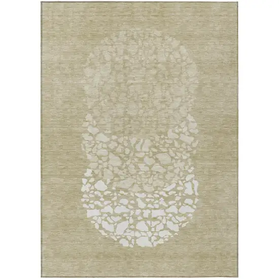 Beige Tan And Taupe Abstract Washable Indoor Outdoor Area Rug Photo 1