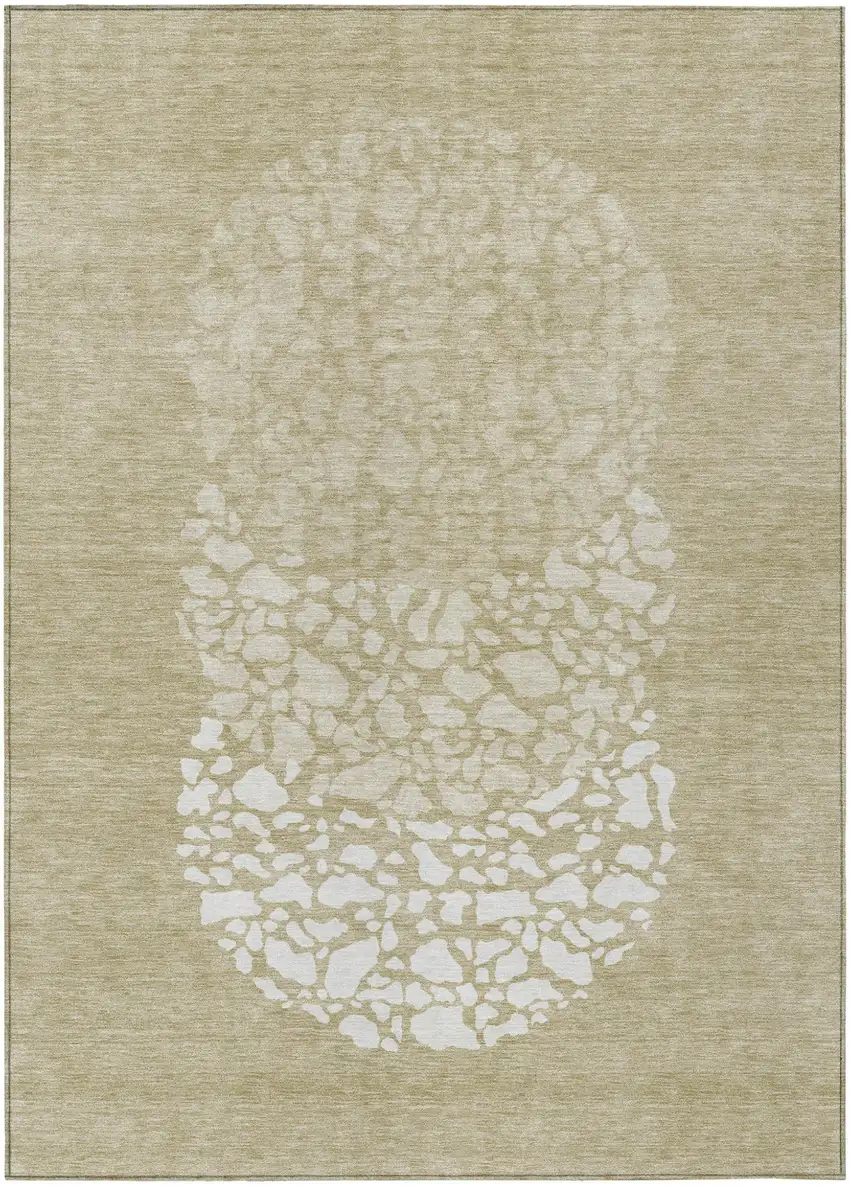 Beige Tan And Taupe Abstract Washable Indoor Outdoor Area Rug Photo 1