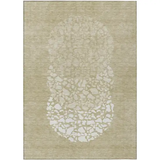Beige Tan And Taupe Abstract Washable Indoor Outdoor Area Rug Photo 1