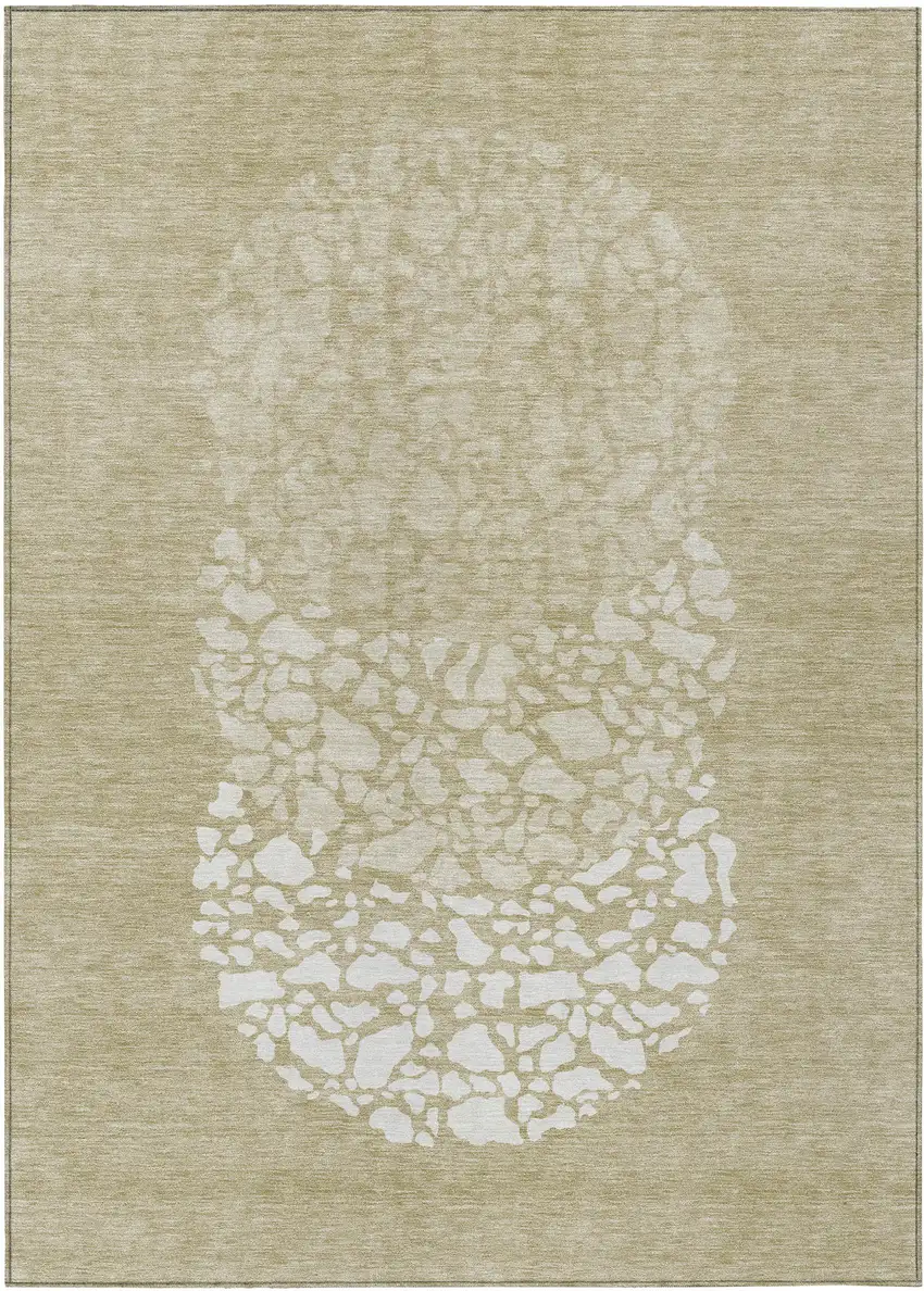 Beige Tan And Taupe Abstract Washable Indoor Outdoor Area Rug Photo 1