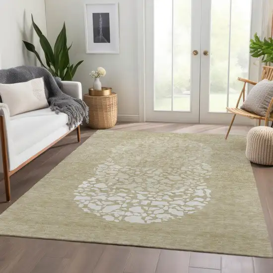 Beige Tan And Taupe Abstract Washable Indoor Outdoor Area Rug Photo 7