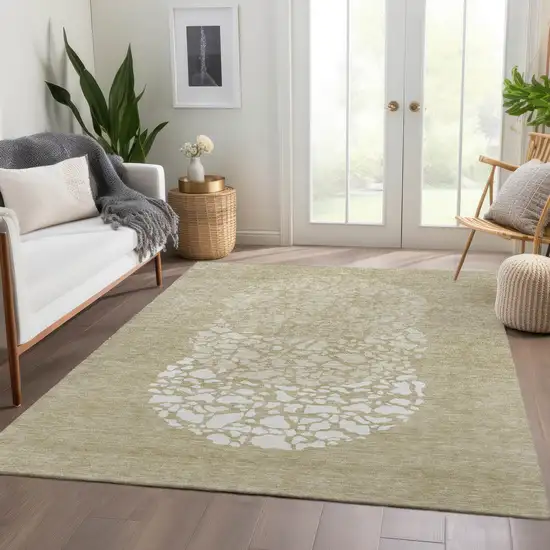 Beige Tan And Taupe Abstract Washable Indoor Outdoor Area Rug Photo 7