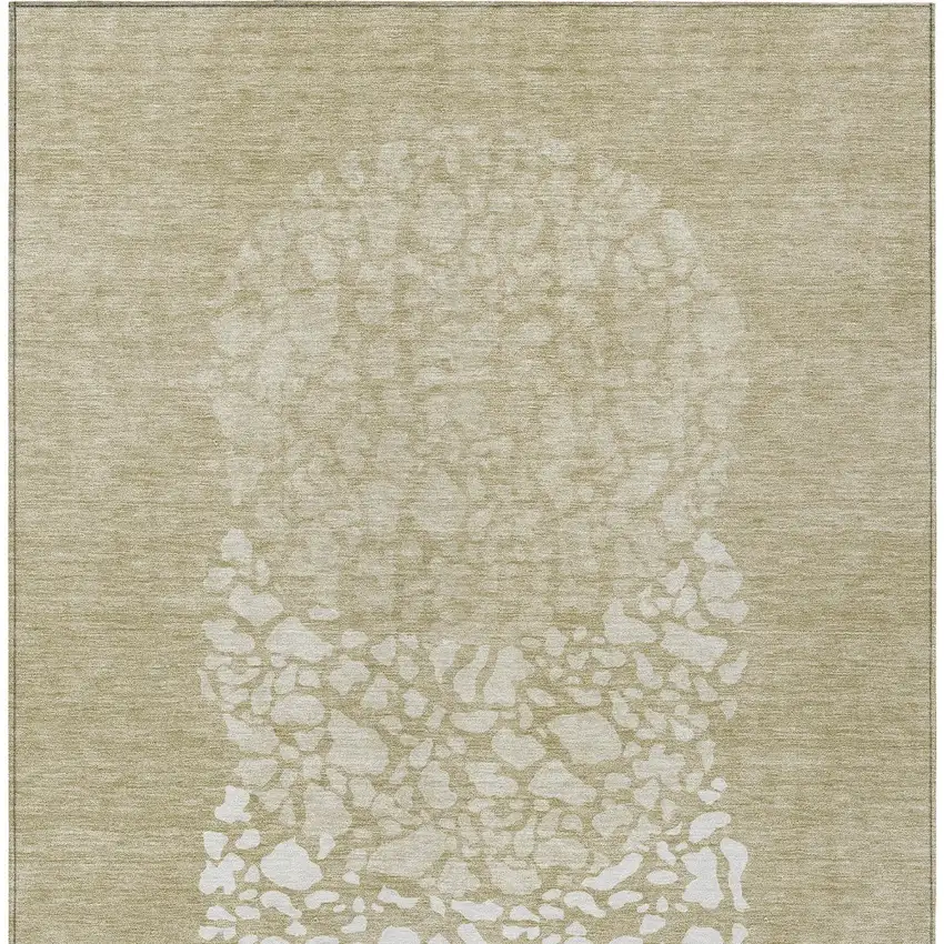 Beige Tan And Taupe Abstract Washable Indoor Outdoor Area Rug Photo 2