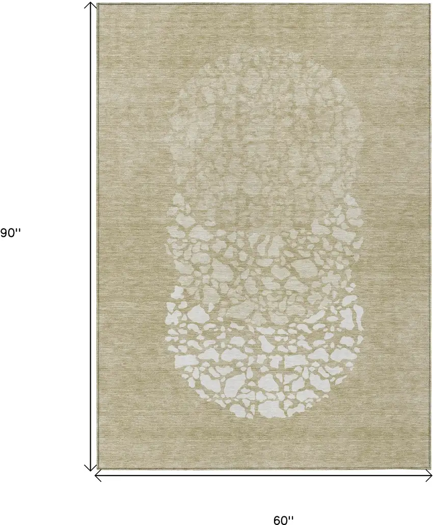 Beige Tan And Taupe Abstract Washable Indoor Outdoor Area Rug Photo 3