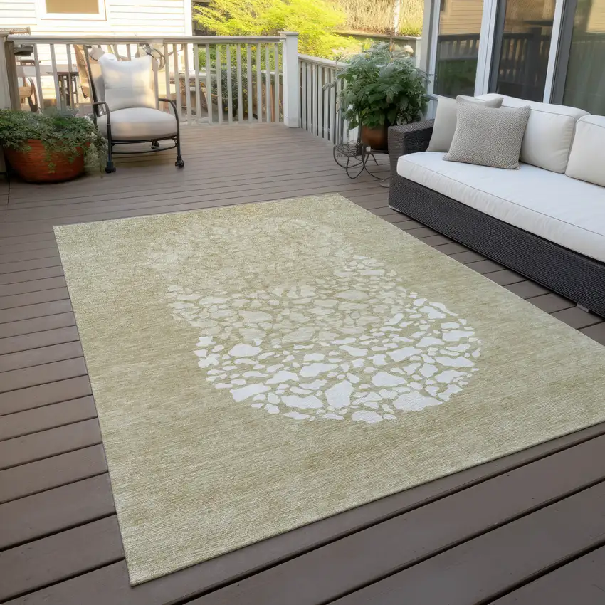 Beige Tan And Taupe Abstract Washable Indoor Outdoor Area Rug Photo 7