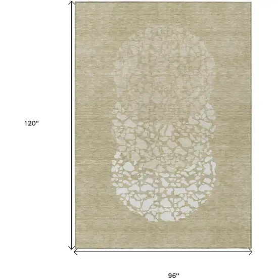 Beige Tan And Taupe Abstract Washable Indoor Outdoor Area Rug Photo 9