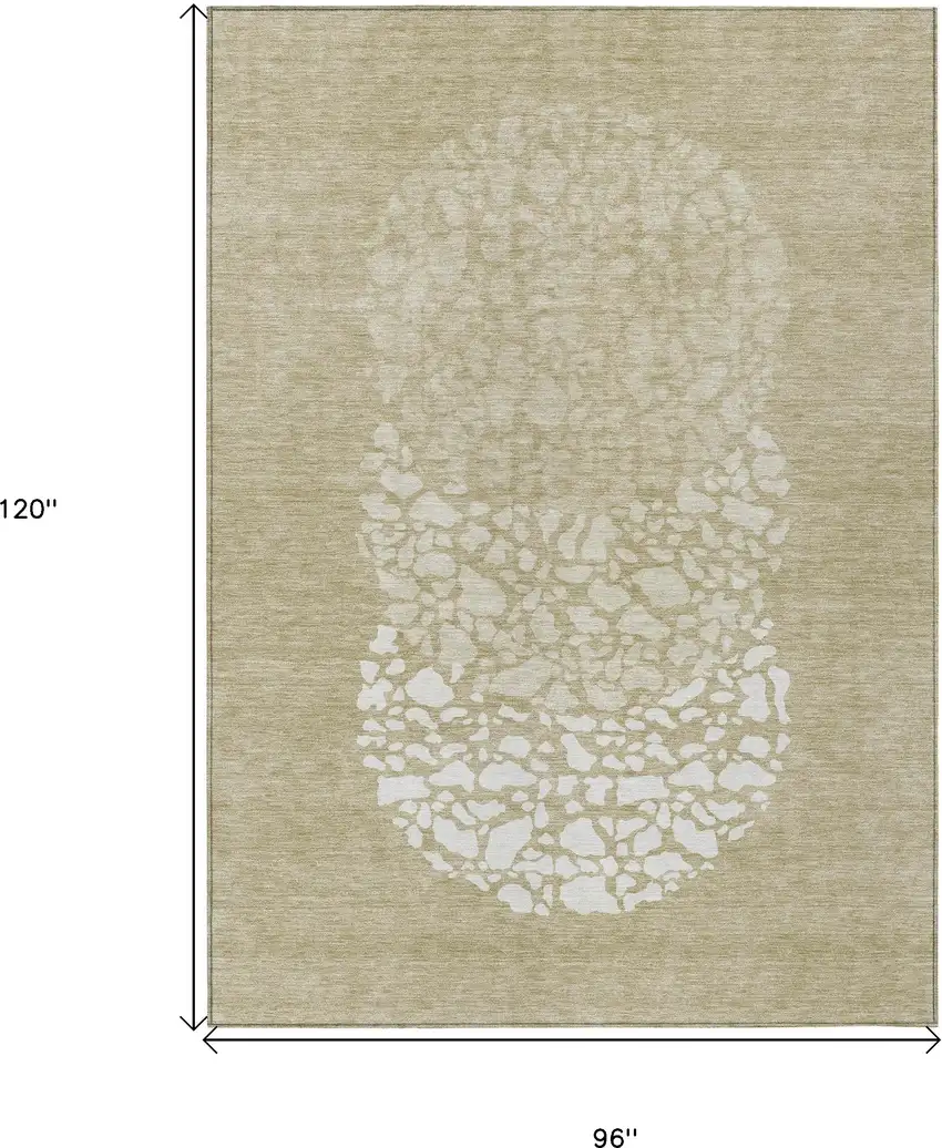 Beige Tan And Taupe Abstract Washable Indoor Outdoor Area Rug Photo 9
