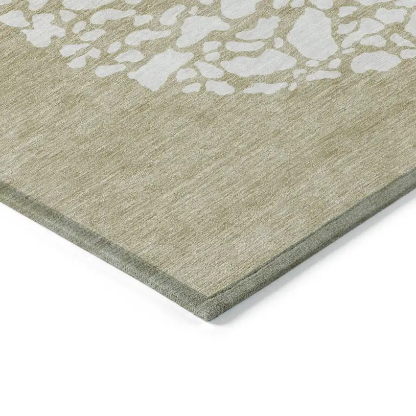 Beige Tan And Taupe Abstract Washable Indoor Outdoor Area Rug Photo 2