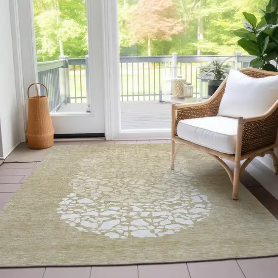 Beige Tan And Taupe Abstract Washable Indoor Outdoor Area Rug Photo 8
