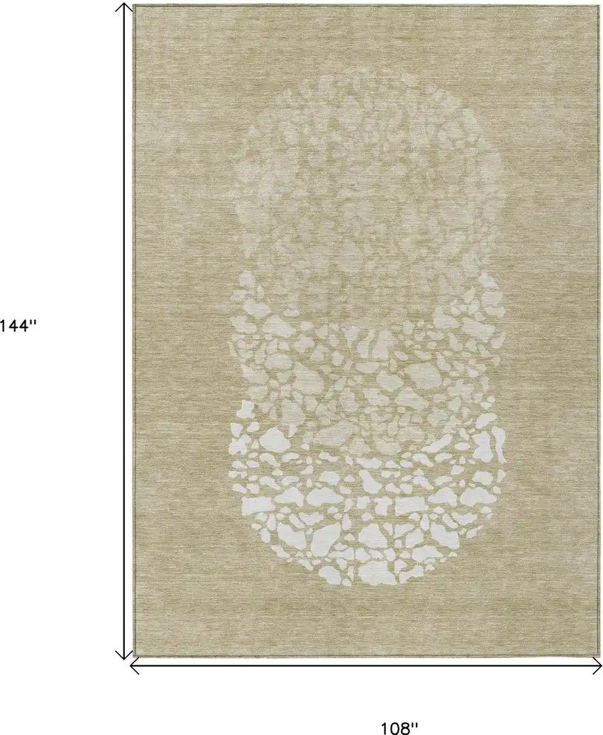 Beige Tan And Taupe Abstract Washable Indoor Outdoor Area Rug Photo 9