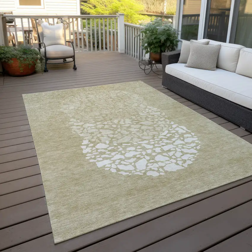 Beige Tan And Taupe Abstract Washable Indoor Outdoor Area Rug Photo 7