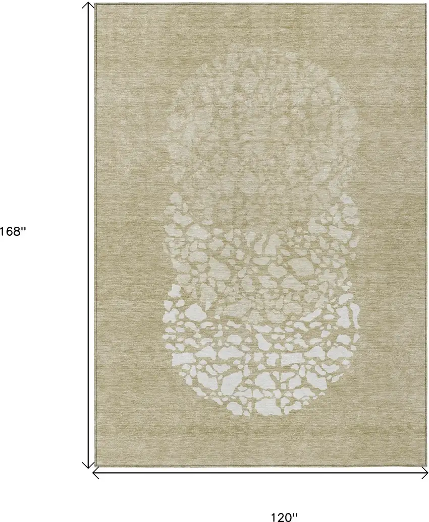 Beige Tan And Taupe Abstract Washable Indoor Outdoor Area Rug Photo 3