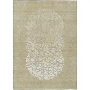 Photo of Beige Tan And Taupe Abstract Washable Indoor Outdoor Area Rug