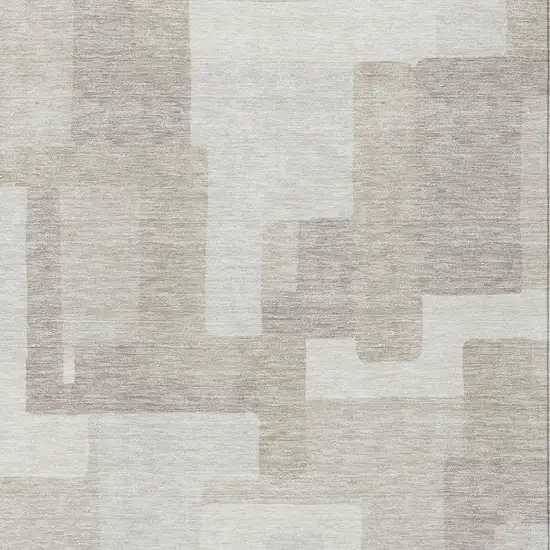 Beige Tan And Taupe Abstract Washable Indoor Outdoor Area Rug Photo 4