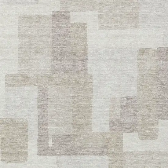 Beige Tan And Taupe Abstract Washable Indoor Outdoor Area Rug Photo 4