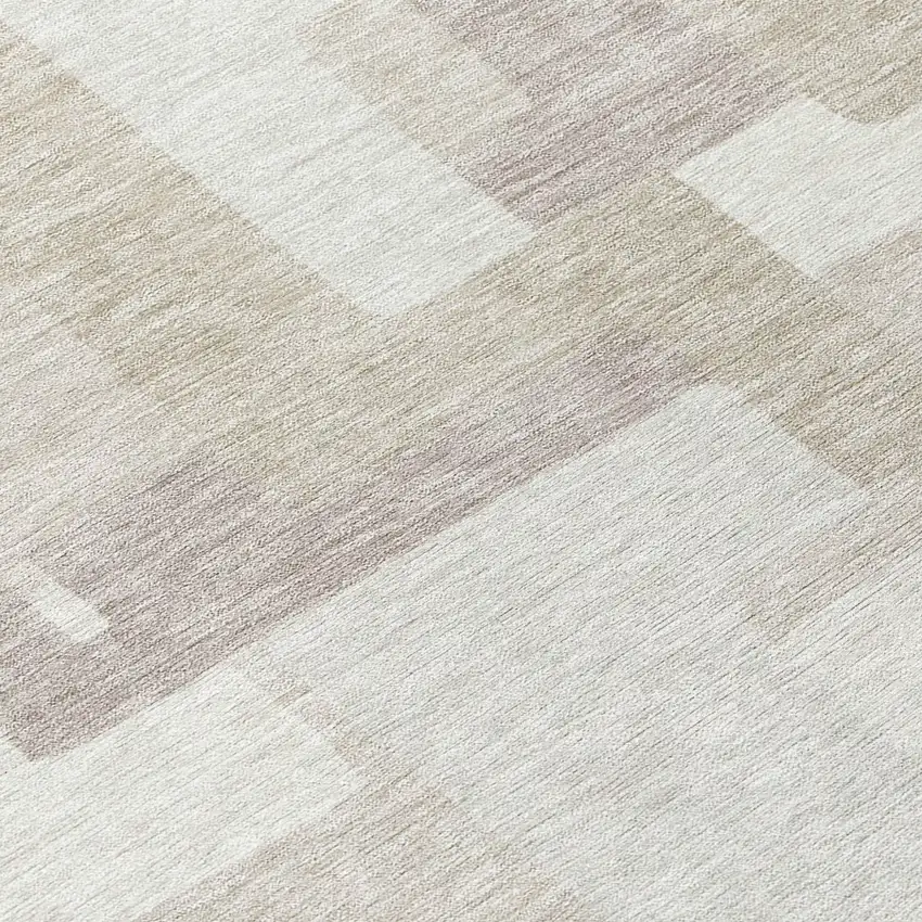 Beige Tan And Taupe Abstract Washable Indoor Outdoor Area Rug Photo 7