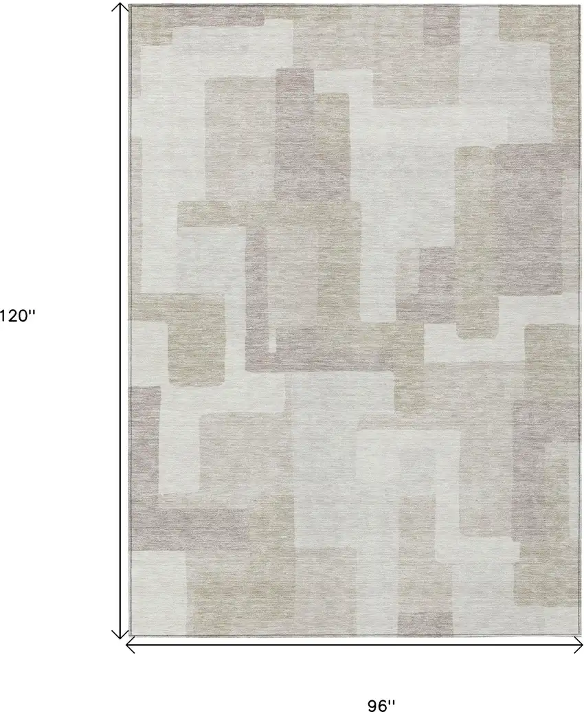 Beige Tan And Taupe Abstract Washable Indoor Outdoor Area Rug Photo 3