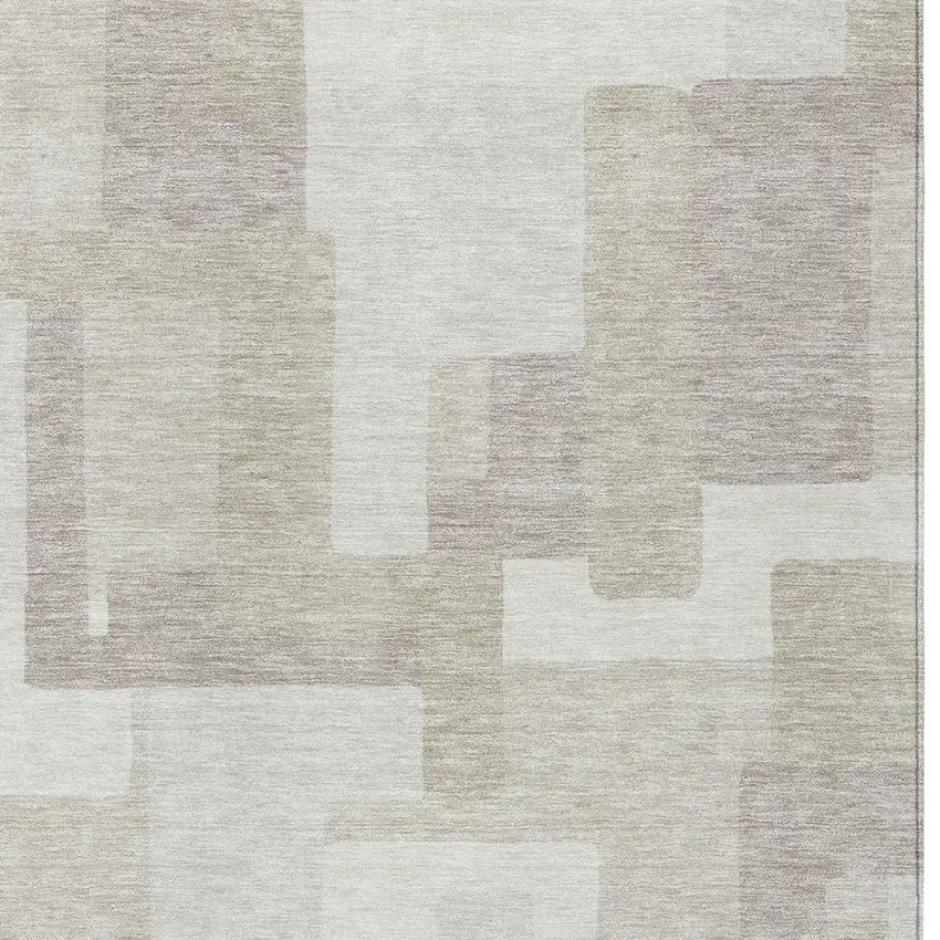 Beige Tan And Taupe Abstract Washable Indoor Outdoor Area Rug Photo 5