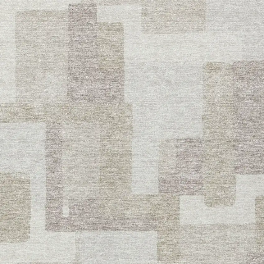 Beige Tan And Taupe Abstract Washable Indoor Outdoor Area Rug Photo 5