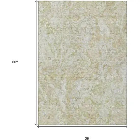 Beige Tan And Taupe Abstract Washable Indoor Outdoor Area Rug Photo 3