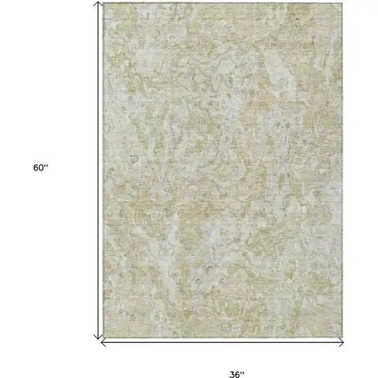 Beige Tan And Taupe Abstract Washable Indoor Outdoor Area Rug Photo 3