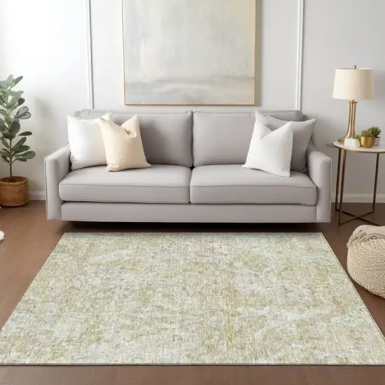 Beige Tan And Taupe Abstract Washable Indoor Outdoor Area Rug Photo 9