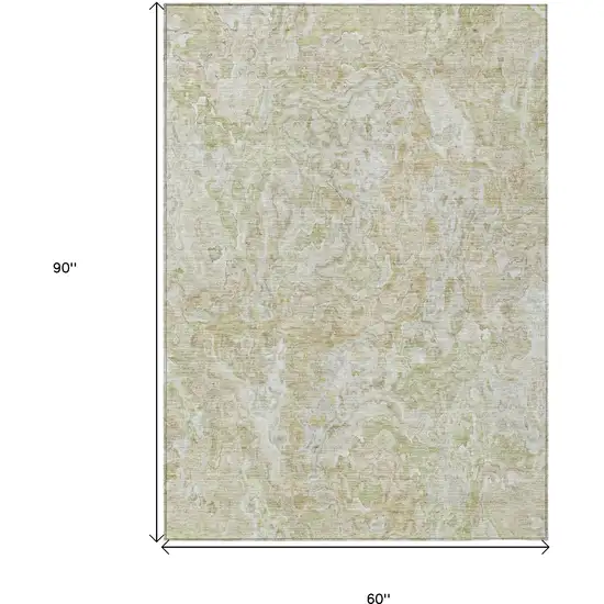 Beige Tan And Taupe Abstract Washable Indoor Outdoor Area Rug Photo 3