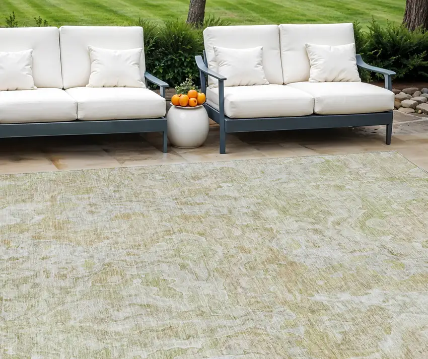 Beige Tan And Taupe Abstract Washable Indoor Outdoor Area Rug Photo 1