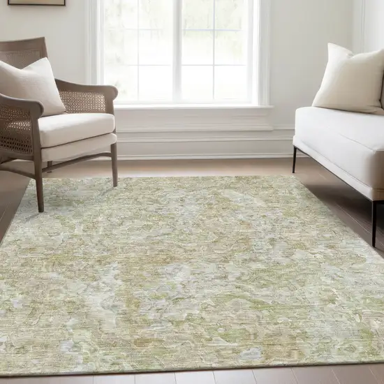 Beige Tan And Taupe Abstract Washable Indoor Outdoor Area Rug Photo 9