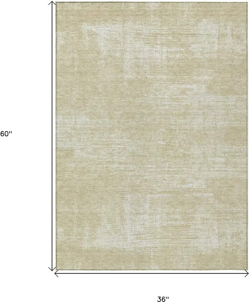 Beige Tan And Taupe Abstract Washable Indoor Outdoor Area Rug Photo 3