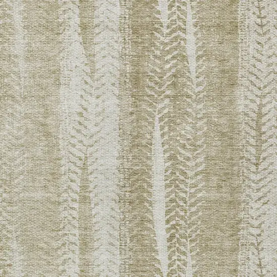 Beige Tan And Taupe Botanical Leaves Washable Indoor Outdoor Area Rug Photo 5