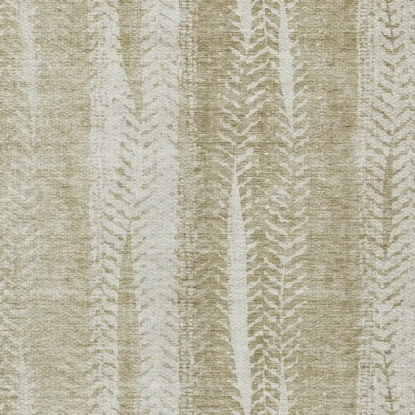 Beige Tan And Taupe Botanical Leaves Washable Indoor Outdoor Area Rug Photo 5