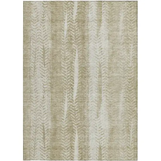 Beige Tan And Taupe Botanical Leaves Washable Indoor Outdoor Area Rug Photo 7